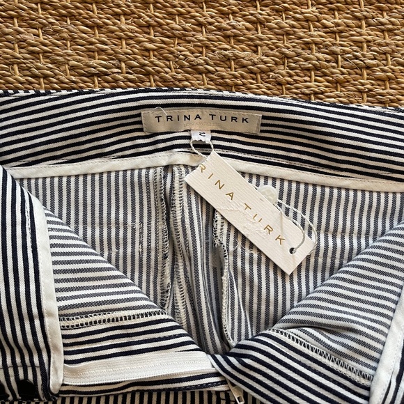 NWT Trina Turk Navy Blue and White Pants in Size 2 - Picture 9 of 11